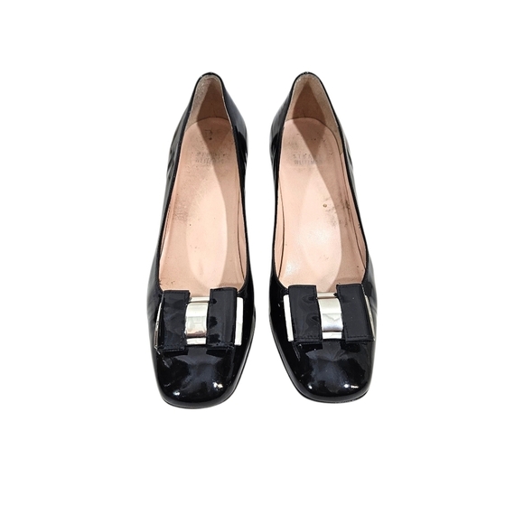Stuart Weitzman Black Patent Leather Bow Heels - Picture 2 of 9